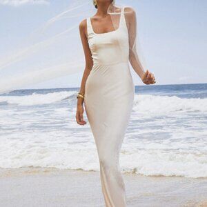 Winona-  Amore Dress - Pearl- square neckline, fitted bodice, wedding, maxi